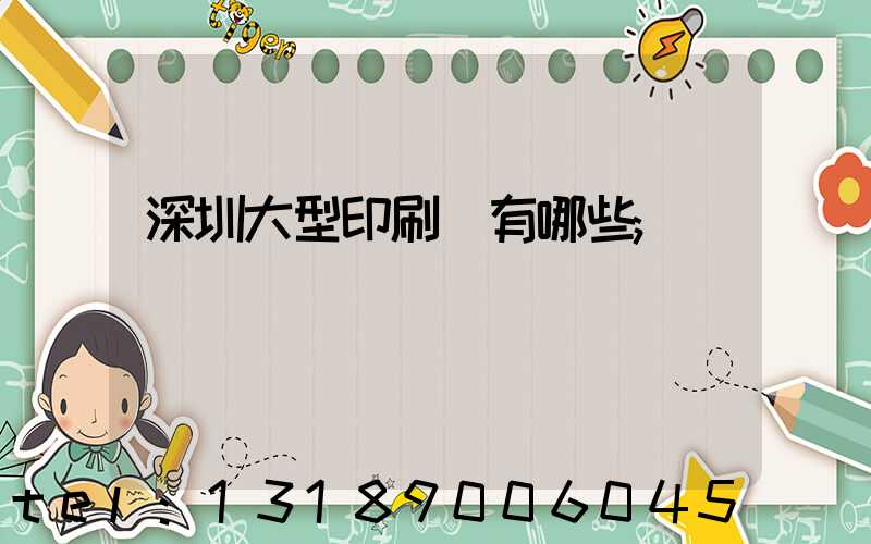 深圳大型印刷廠有哪些